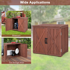 Outdoor Wooden Storage Cabinet with Double Doors for Tools