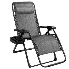 Oversize Outdoor Chaise Lounge Chair with Cup Holder for Patio and Beach