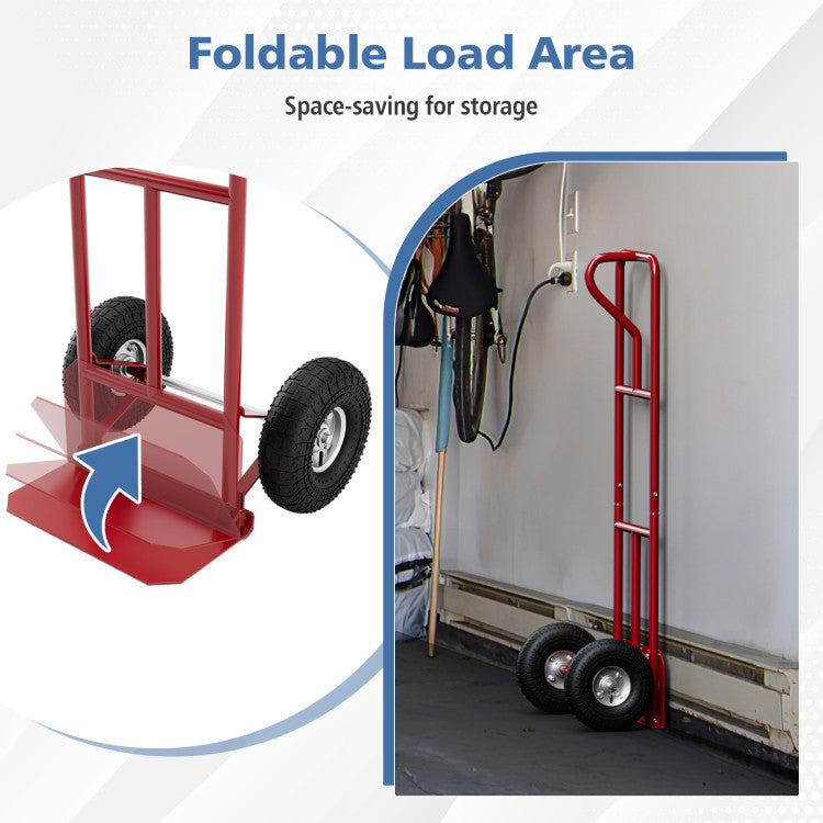 P-Handle Hand Truck with Foldable Load Plate for Warehouse Garage