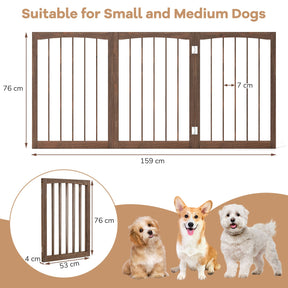3-Panel Dog Gate 76cm Wooden Pet Fence