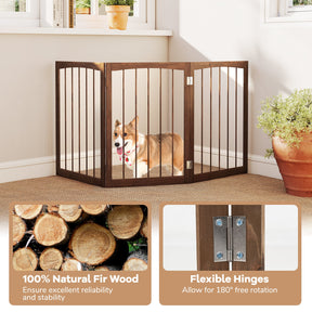 3-Panel Dog Gate 76cm Wooden Pet Fence