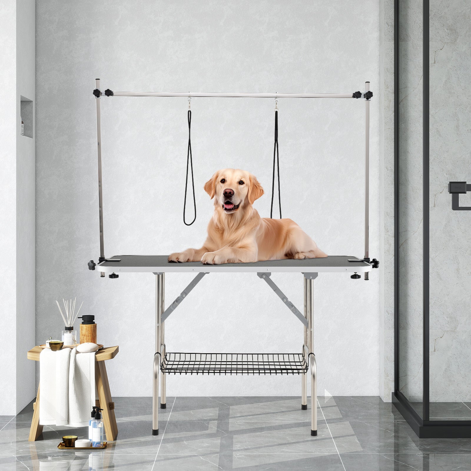 Dog Grooming Table, Foldable Home Pet Bathing Station