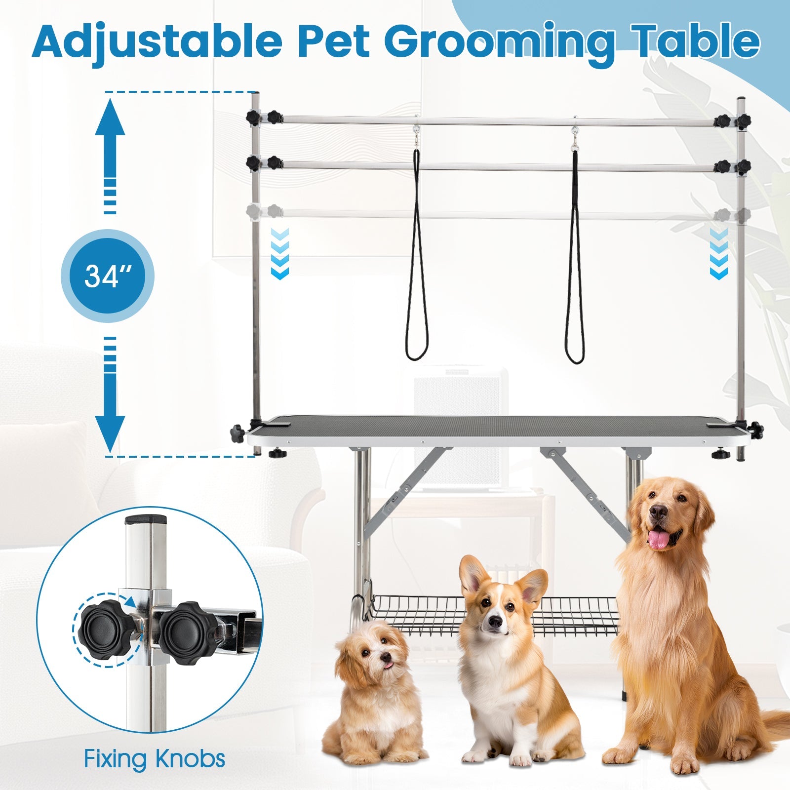 Dog Grooming Table, Foldable Home Pet Bathing Station