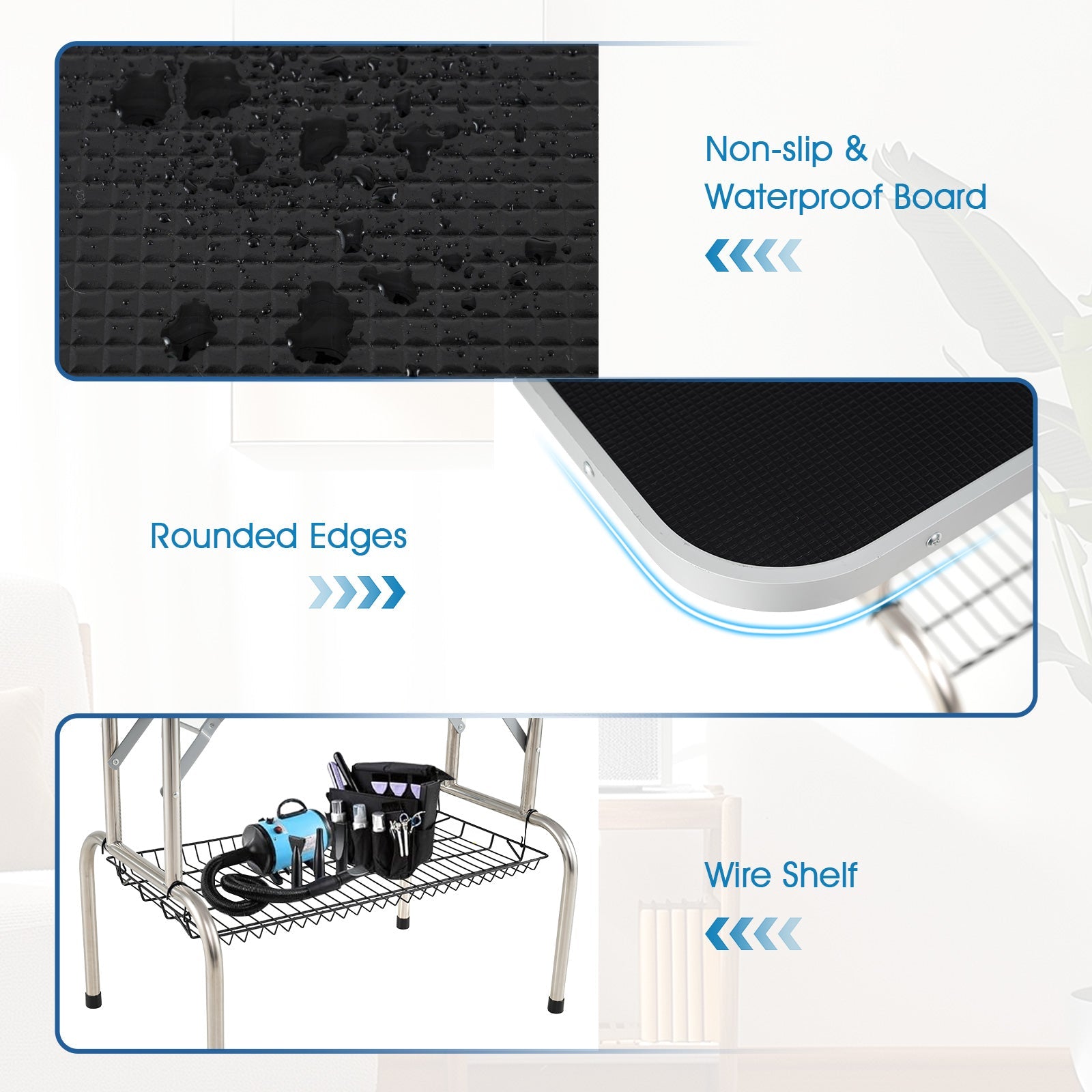 Dog Grooming Table, Foldable Home Pet Bathing Station