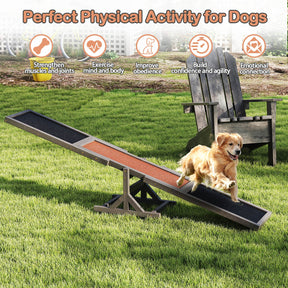 180 cm Wooden Dog Agility Seesaw, Dog Exercise & Play Set, 70kg Capacity