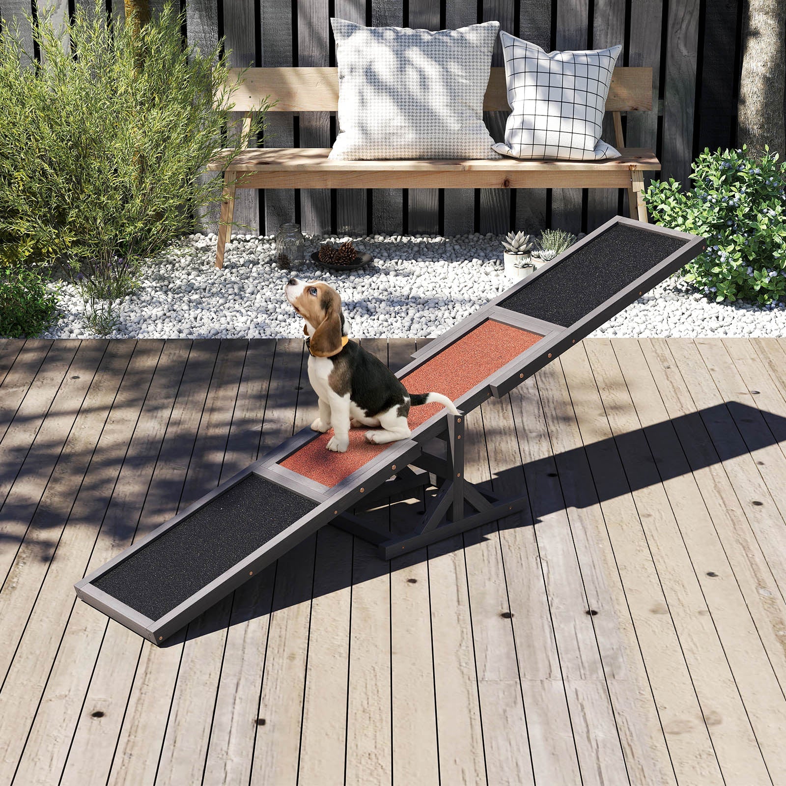 180 cm Wooden Dog Agility Seesaw, Dog Exercise & Play Set, 70kg Capacity