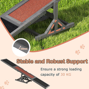 180 cm Wooden Dog Agility Seesaw, Dog Exercise & Play Set, 70kg Capacity