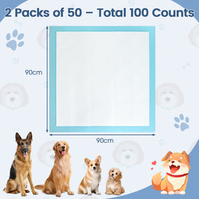 Dog and Puppy Pee Pads, 90 x 90 cm (100 Counts) 6-Layer Leak-Proof Pet Pads