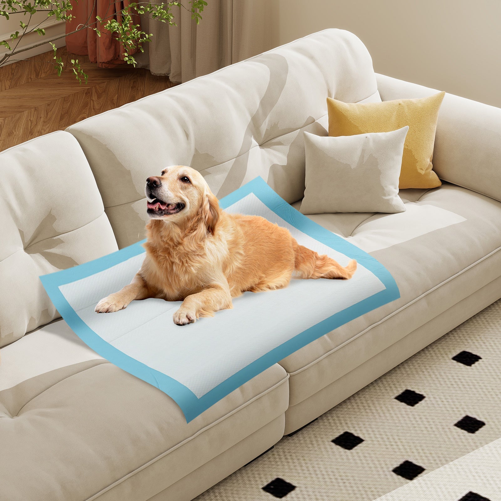 Dog and Puppy Pee Pads, 90 x 90 cm (100 Counts) 6-Layer Leak-Proof Pet Pads