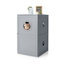 2-Tier Litter Box Enclosure, Cat House Bench W/Anti-Toppling System & Openable Door