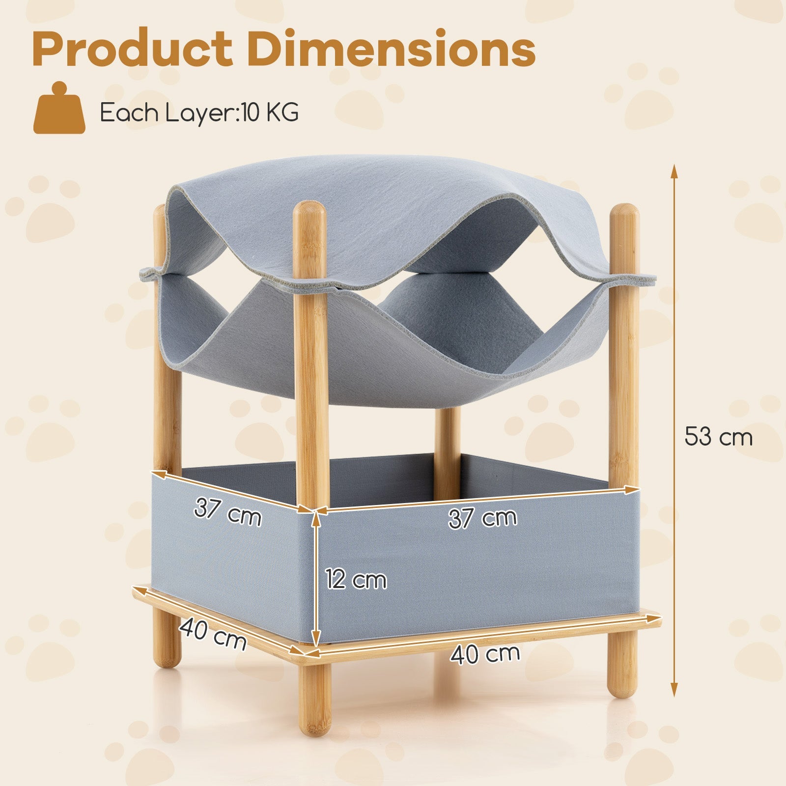 2-Tier Wooden Cat House, Modern Cat Tree w/ Semi-enclosed Condo