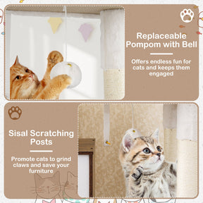 1.5 m Cat Tree with Litter Box Enclosure Hidden Washroom