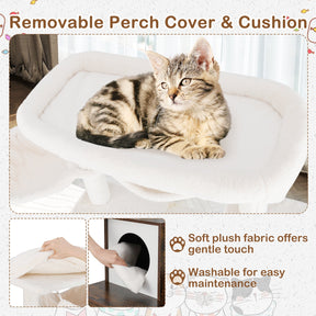 1.5 m Cat Tree with Litter Box Enclosure Hidden Washroom