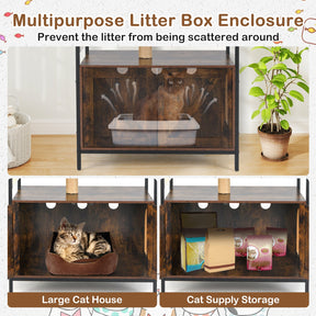 Industrial Cat Tower with Hidden Washroom and Litter Box Enclosure
