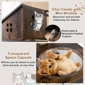 Industrial Cat Tower with Hidden Washroom and Litter Box Enclosure