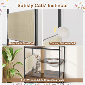 Industrial Cat Tower with Hidden Washroom and Litter Box Enclosure