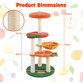 Fruit Style Cat Tree, Multi-level Cat Tower w/Padded Top Perch