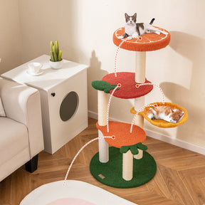 Fruit Style Cat Tree, Multi-level Cat Tower w/Padded Top Perch