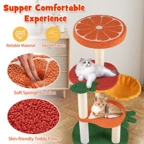 Fruit Style Cat Tree, Multi-level Cat Tower w/Padded Top Perch