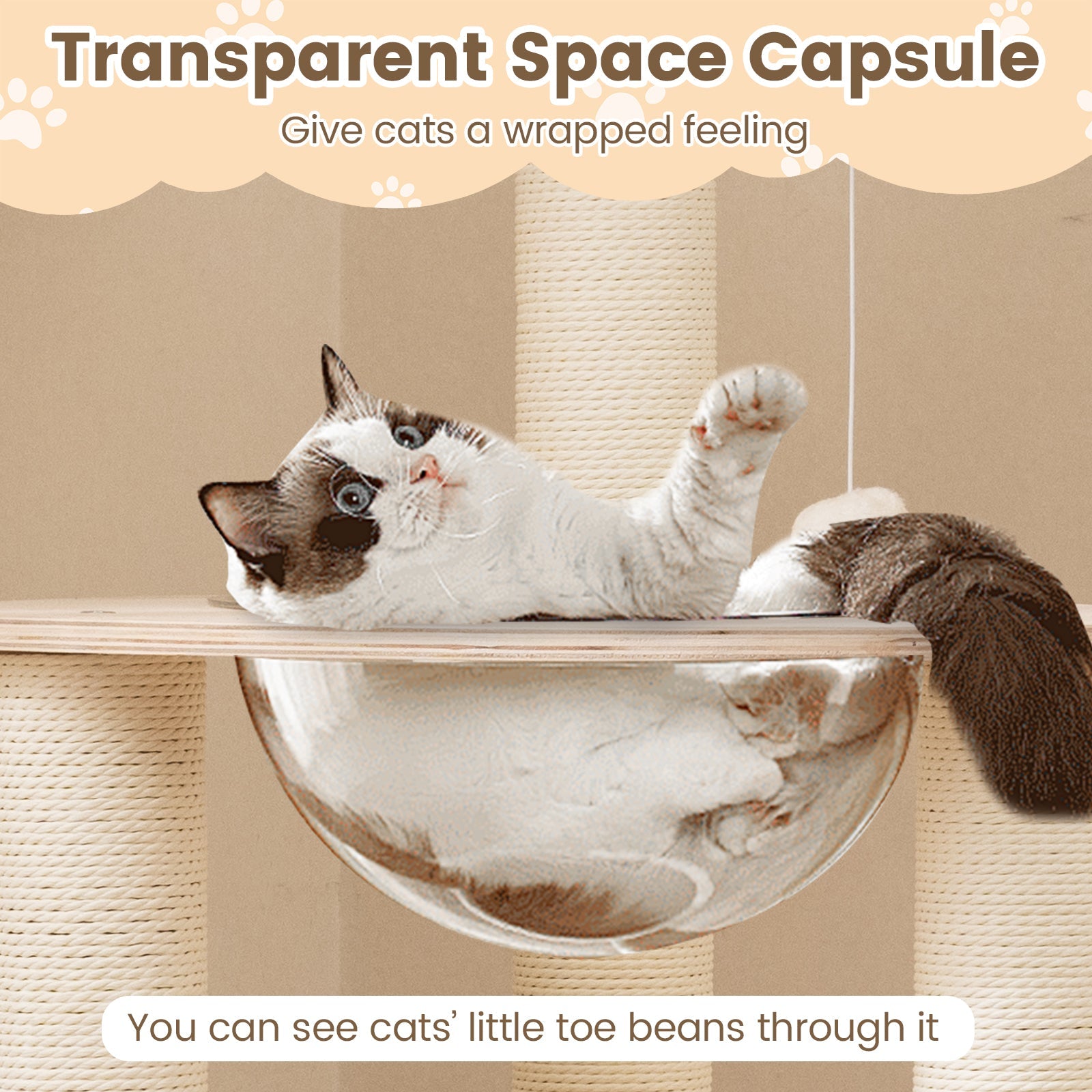 132cm Tall Wooden Cat Tree with Condo and Multi-Level Climbing Stand