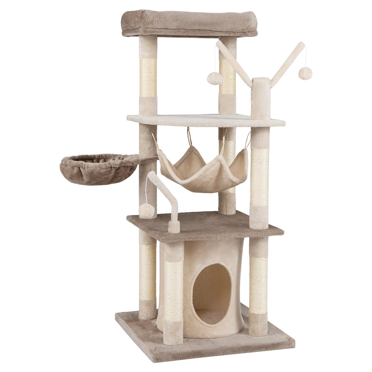 127cm Tall Cat Tree with Scratching Post for Indoor Felines