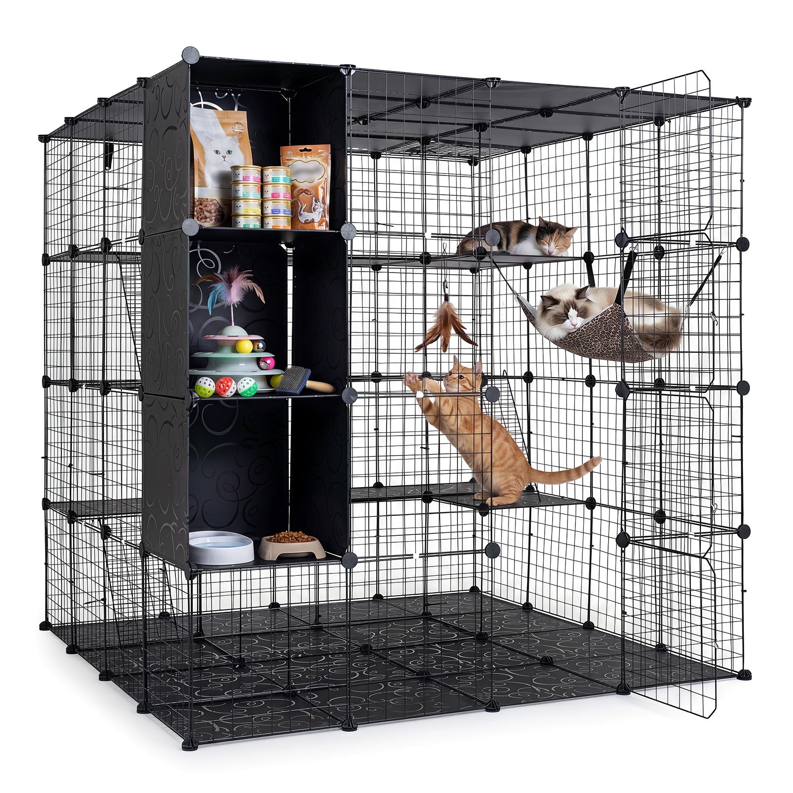 4-Tier Cat Cage, DIY Cat Enclosure w/Skylight