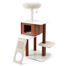 Modern Cat Tree Tower, Multi-Level Climbing Tower with Scratching Post & Groomer Brush Post