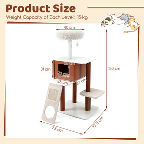 Modern Cat Tree Tower, Multi-Level Climbing Tower with Scratching Post & Groomer Brush Post