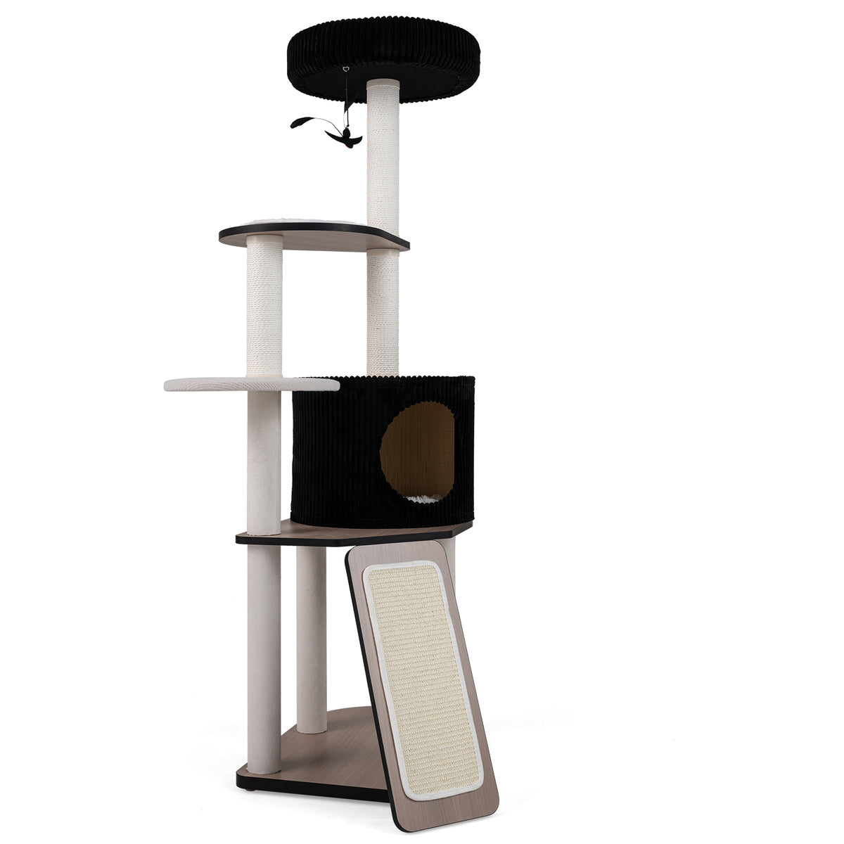 61"/155 CM Large Cat Tree Tower, Multi-Level Indoor Pet Activity Center with Condo
