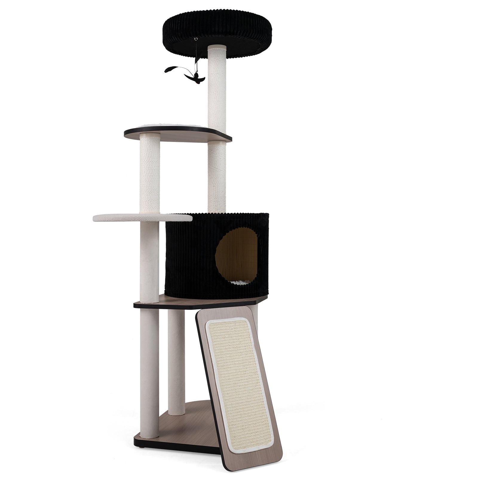 61"/155 CM Large Cat Tree Tower, Multi-Level Indoor Pet Activity Center with Condo