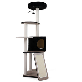 61"/155 CM Large Cat Tree Tower, Multi-Level Indoor Pet Activity Center with Condo