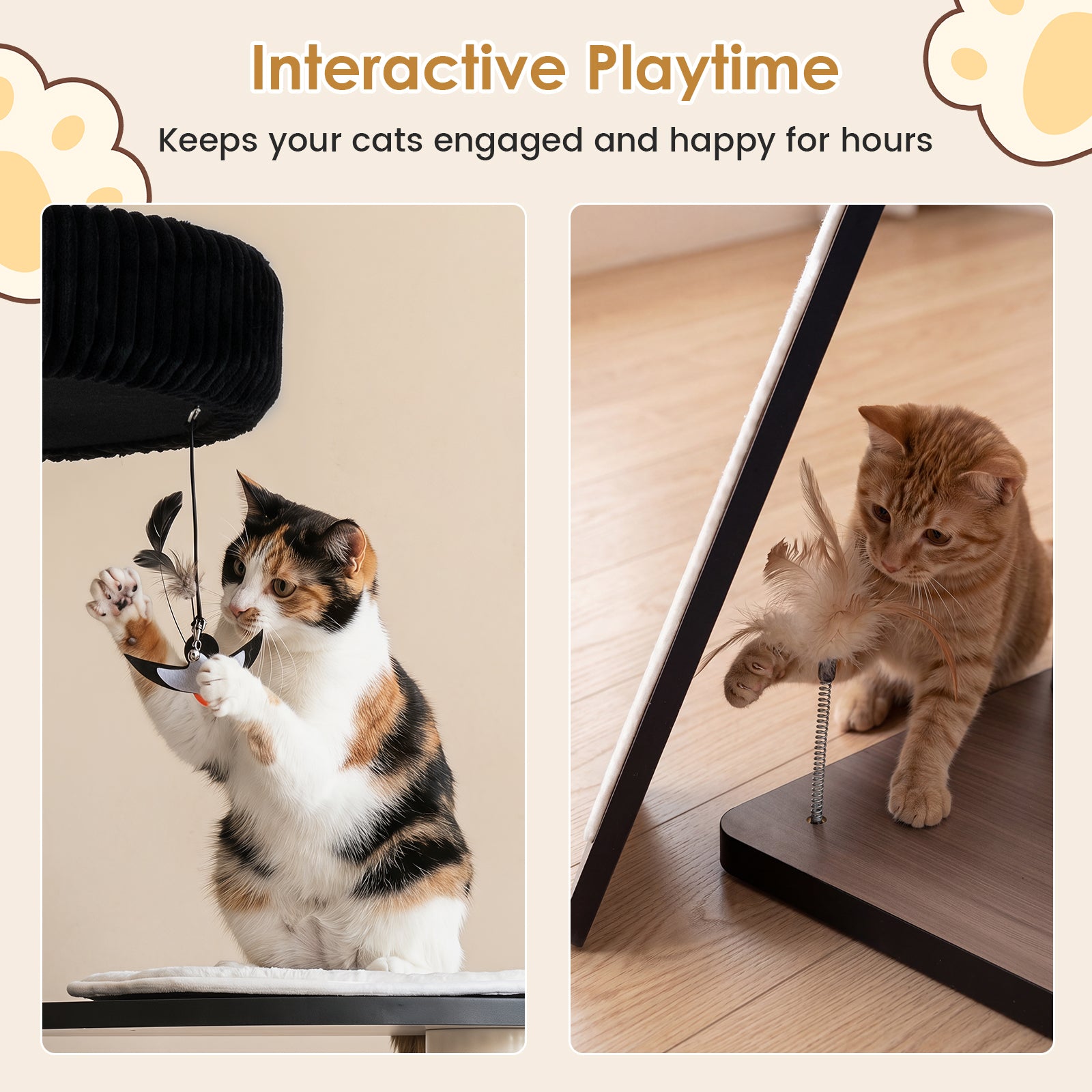 61"/155 CM Large Cat Tree Tower, Multi-Level Indoor Pet Activity Center with Condo