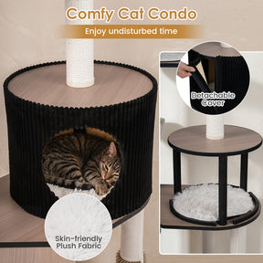61"/155 CM Large Cat Tree Tower, Multi-Level Indoor Pet Activity Center with Condo