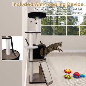61"/155 CM Large Cat Tree Tower, Multi-Level Indoor Pet Activity Center with Condo