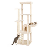 Modern Cat Tree for Indoor Cats, 194 cm Tall Multi-Level Cat Tower