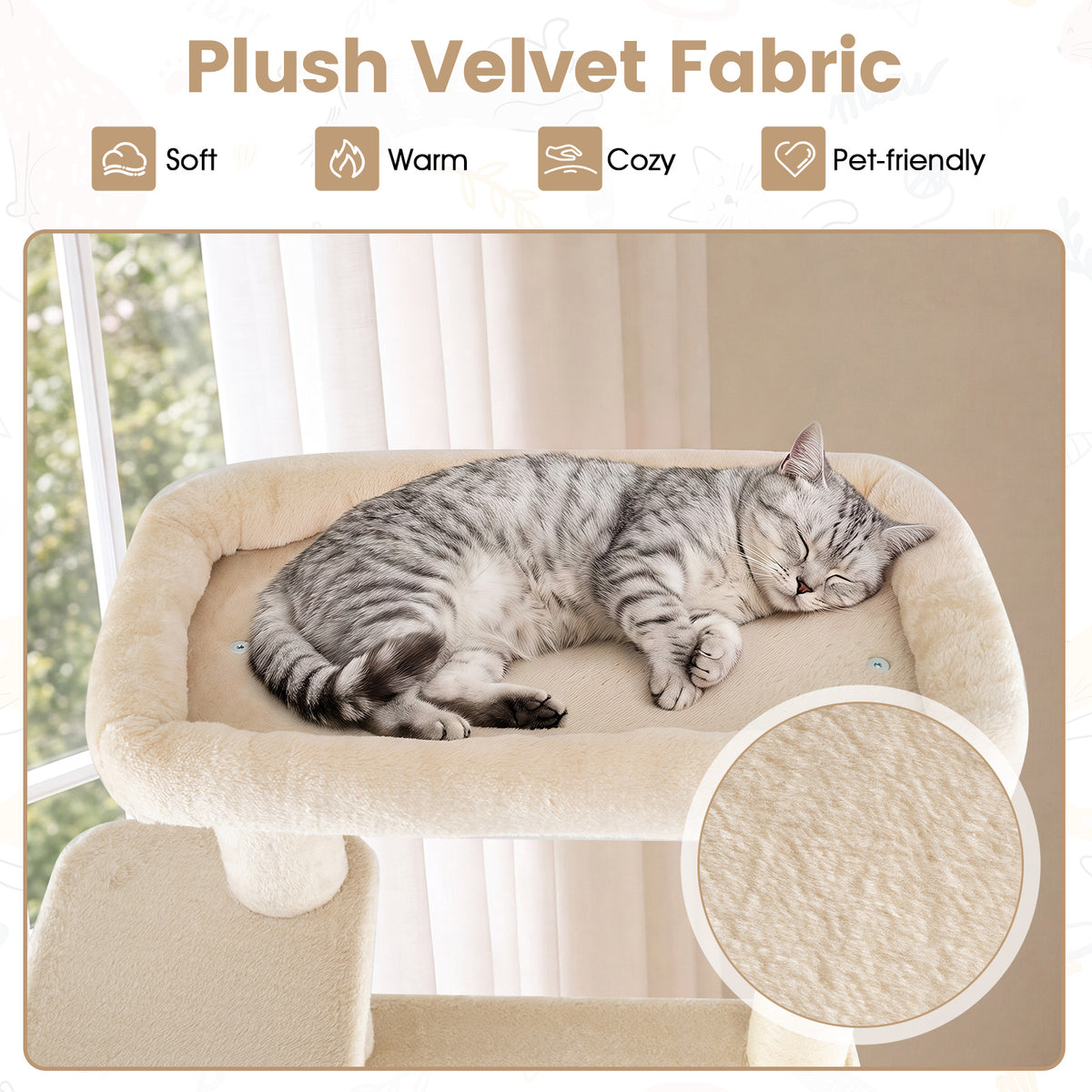 Modern Cat Tree for Indoor Cats, 194 cm Tall Multi-Level Cat Tower