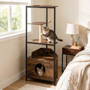 Corner Cat Tree w/Scratching Post & Playing Ball