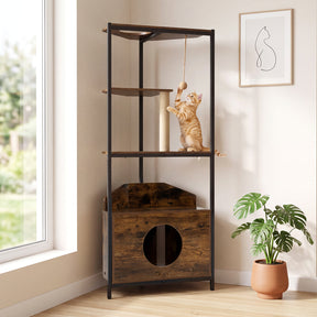 Corner Cat Tree w/Scratching Post & Playing Ball