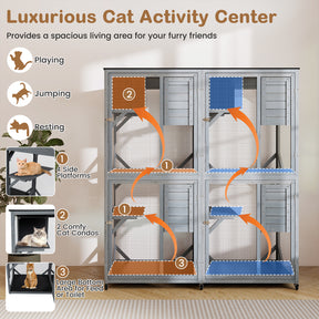Hikidspace Spacious Fir Wood Outdoor Cat Enclosure for Multiple Cats