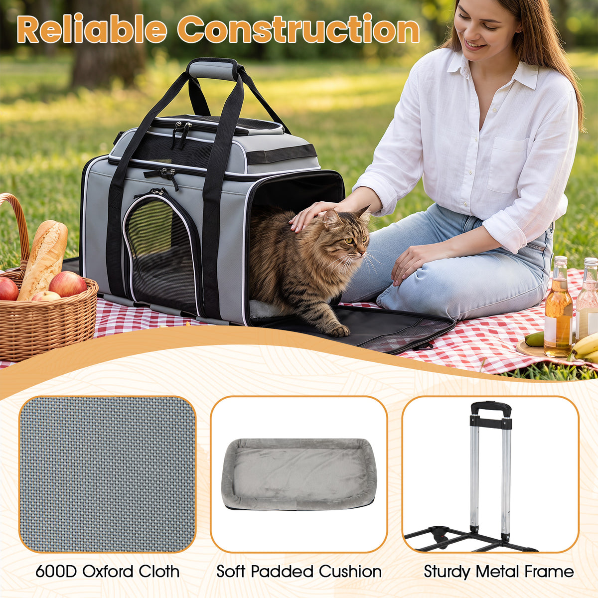 Foldable Pet Carrier with Wheels
