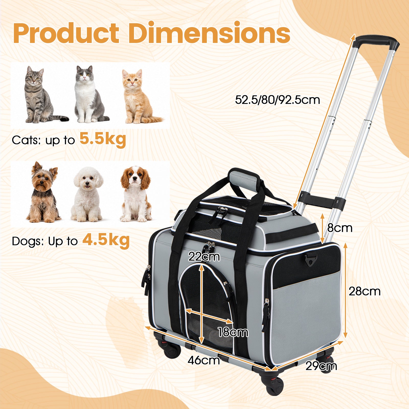 Foldable Pet Carrier with Wheels