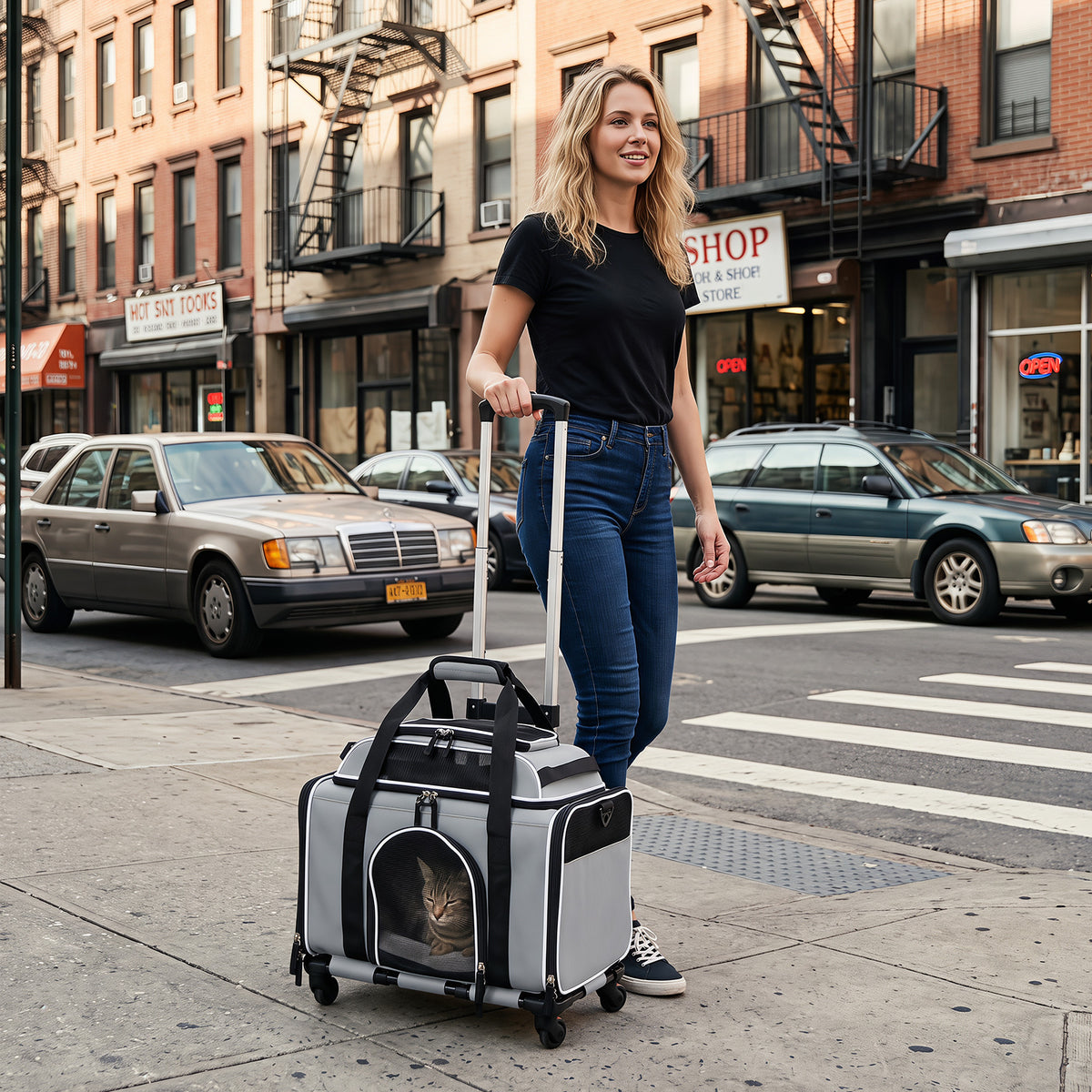 Foldable Pet Carrier with Wheels