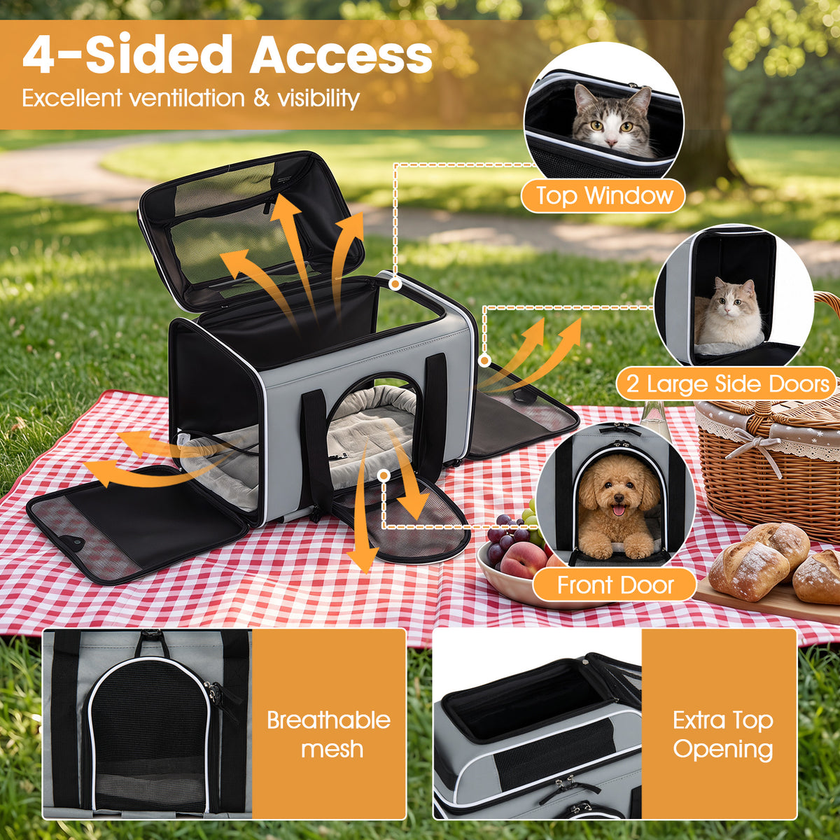Foldable Pet Carrier with Wheels