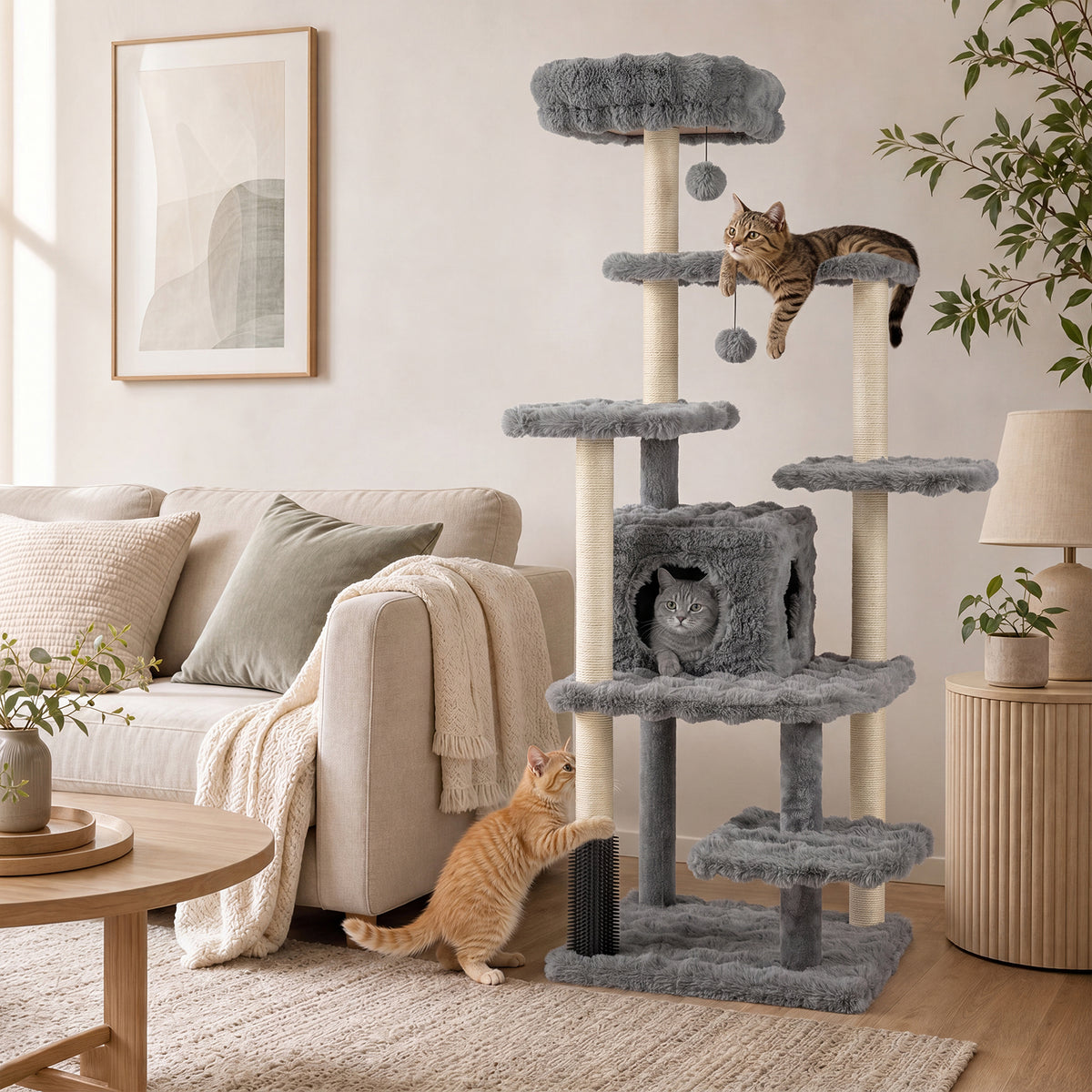 170cm Cat tree, Cat Scratching Post with Cat Cave