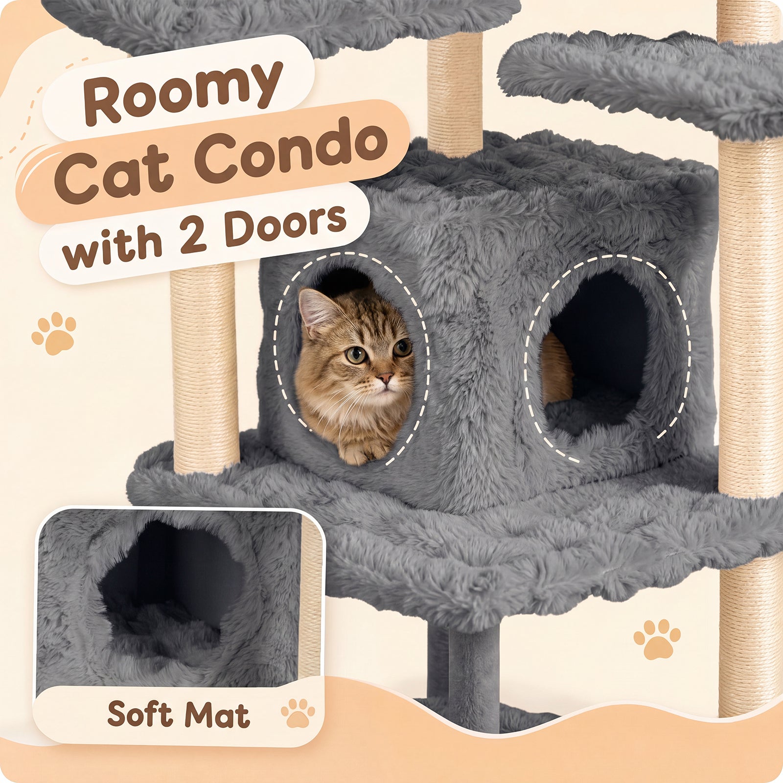 170cm Cat tree, Cat Scratching Post with Cat Cave