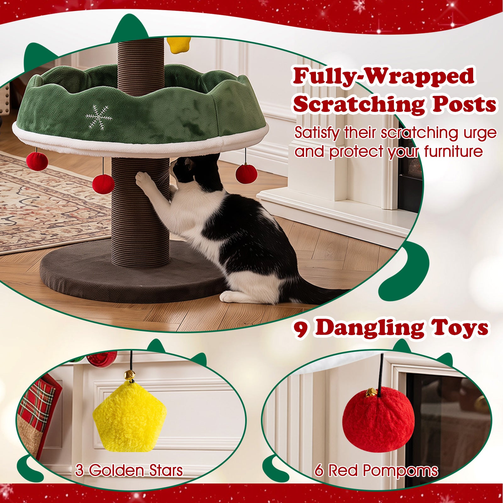 Cat Christmas Tree with Cozy Condo for Indoor Kittens