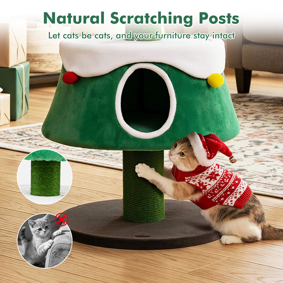 156cm Cat Christmas Tree for Indoor Kittens