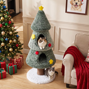 Christmas Cat Tree with 2 Condos for Indoor Cats