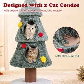 Christmas Cat Tree with 2 Condos for Indoor Cats