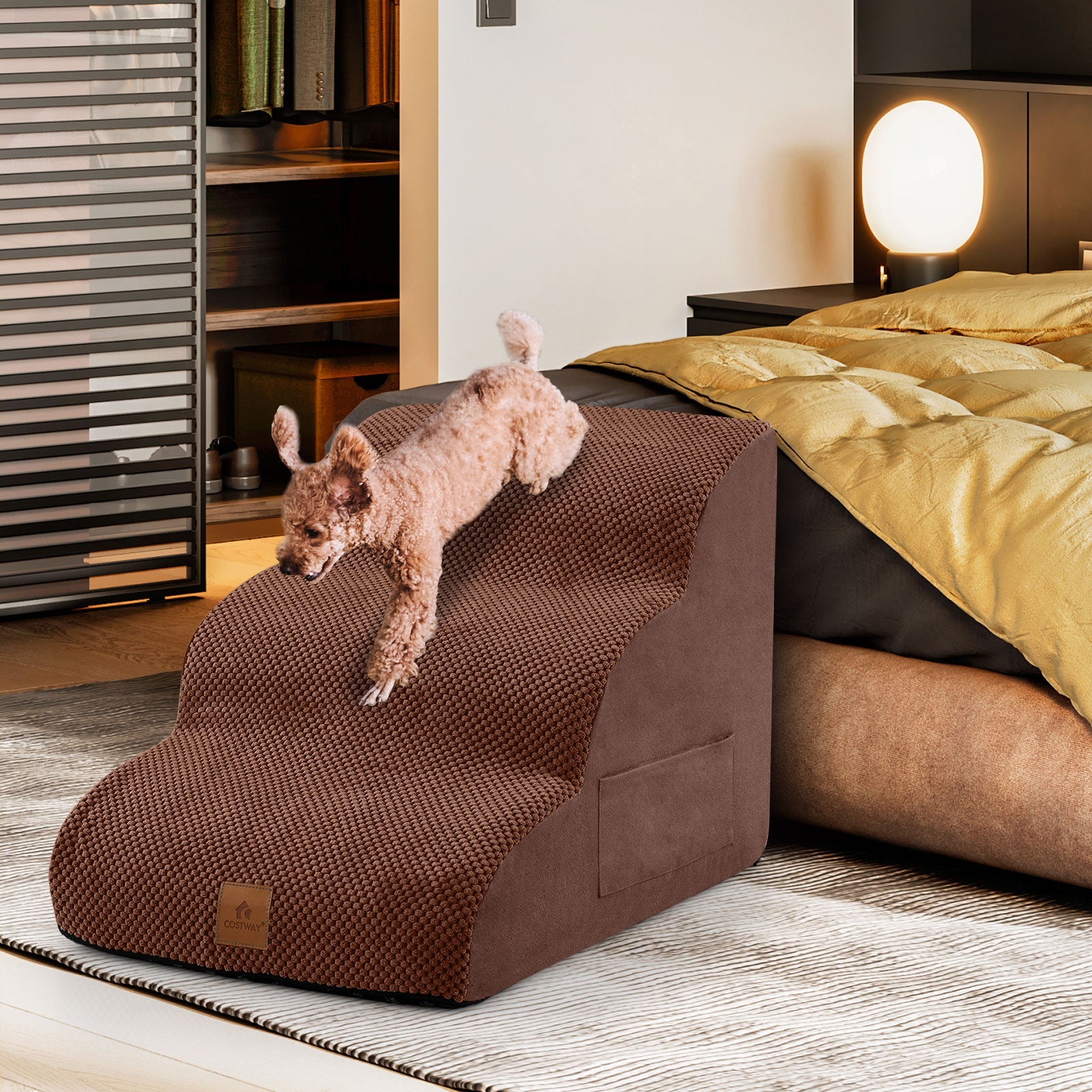 3-Step Pet Stairs/Ramp with Storage Bag & Hand Strap